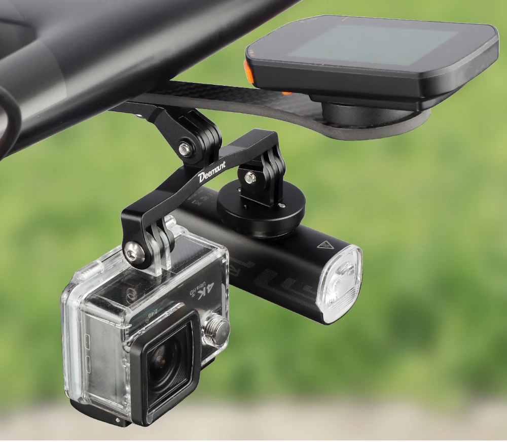 Deemount Fahrrad-Scheinwerferhalterung mit integriertem Lenker, passend für Gopro-Sportkamera, Verlängerungsständer aus Aluminiumlegierung für Computer – Detail 9