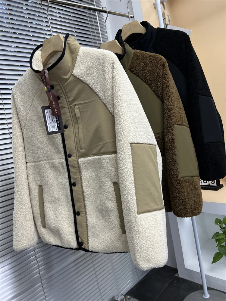 

Итальянская роскошная мужская куртка высокого класса из искусственного меха, жилет из овчины, ветрозащитная теплая накидка, подставка, модная городская одежда