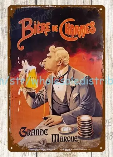 beer Biere De Charmes Brande Marque Cabin Lodge Decor metal tin sign home decor