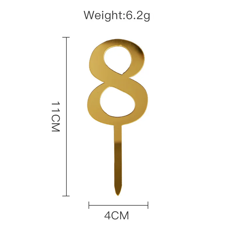 New 0-9 Number Happy Birthday Cake Topper Golden Acrylic Wedding Cake Topper Adorn For Kids Birthday Party Holiday Cake Supplies view 6