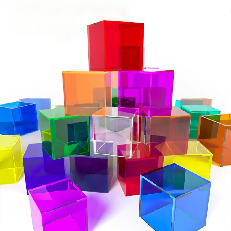 Colorful Translucent Acrylic Merchandise Display Stand, Jewelry Display Cabinet without Lid, Blind Box Toy Showcase