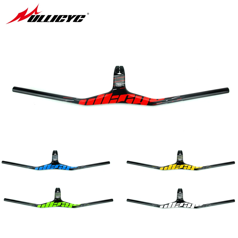 ULLICYC Manillar Carbono MTB Bicycle Riser One-form Integrated Handlebar With Stem 3K Black Gloss/Matt Carbon Handlebar YT966