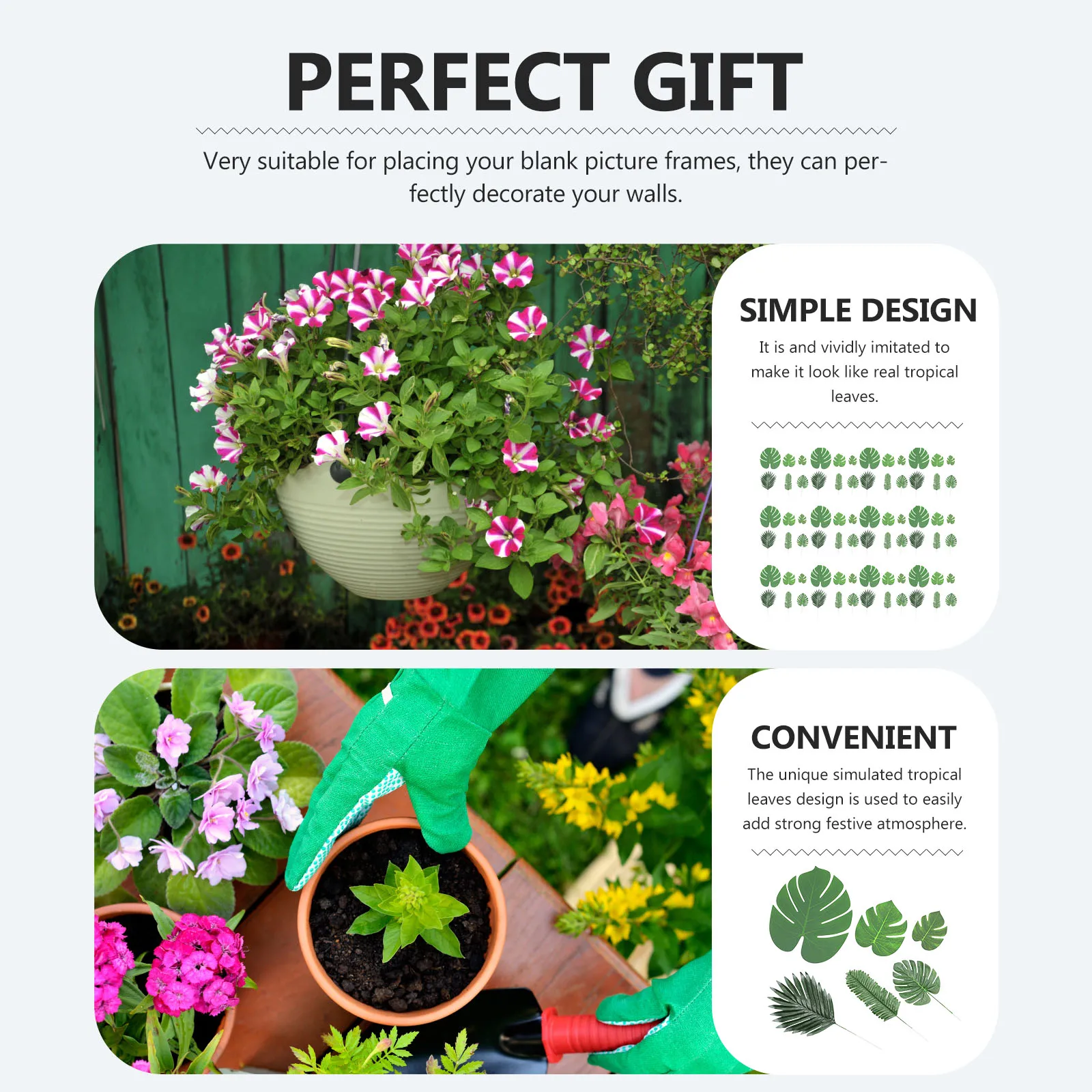 

60 Pcs Tropical Leaves Faux GreenLifelike Artificial Green Tropical Leaves Plastic Hawaiian DecorDIY Home Banquet Table