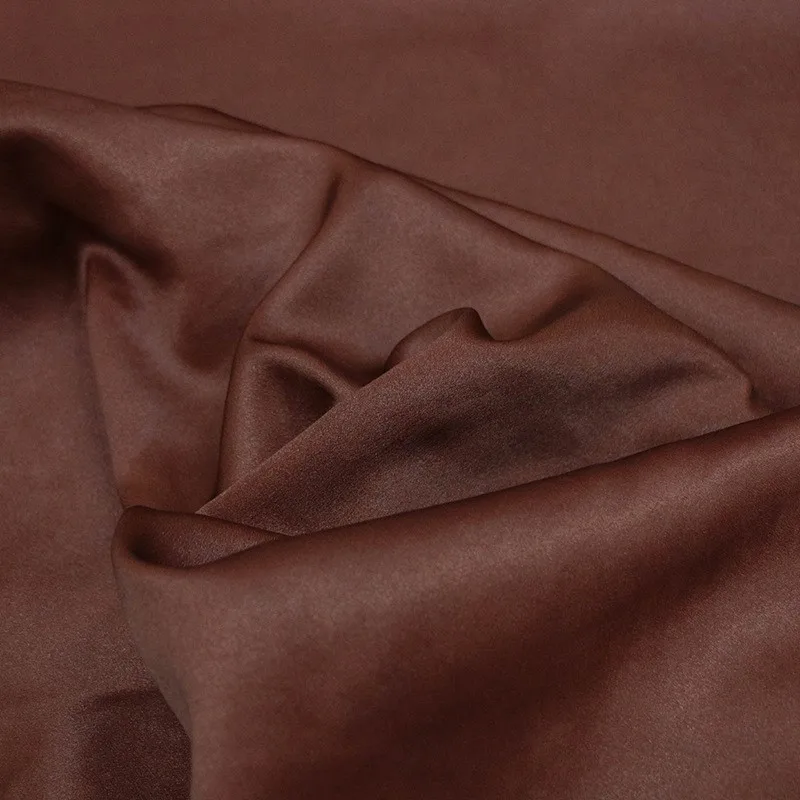 

True silk plain satin red gauze fabric pure in tuber and indigo color clothing designer