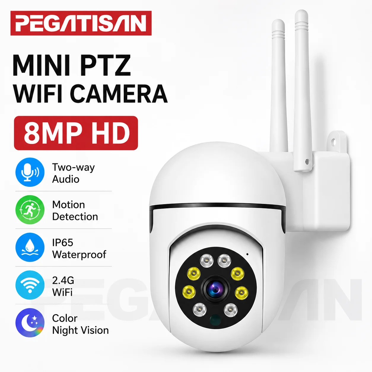 PEGATISAN 3MP O-Kam App WiFi Cam 360 Derajat Putar Anti-maling Monitor Keamanan Pengawasan Kamera Pelacakan Otomatis Audio Dua Arah Kamera Luar Ruangan