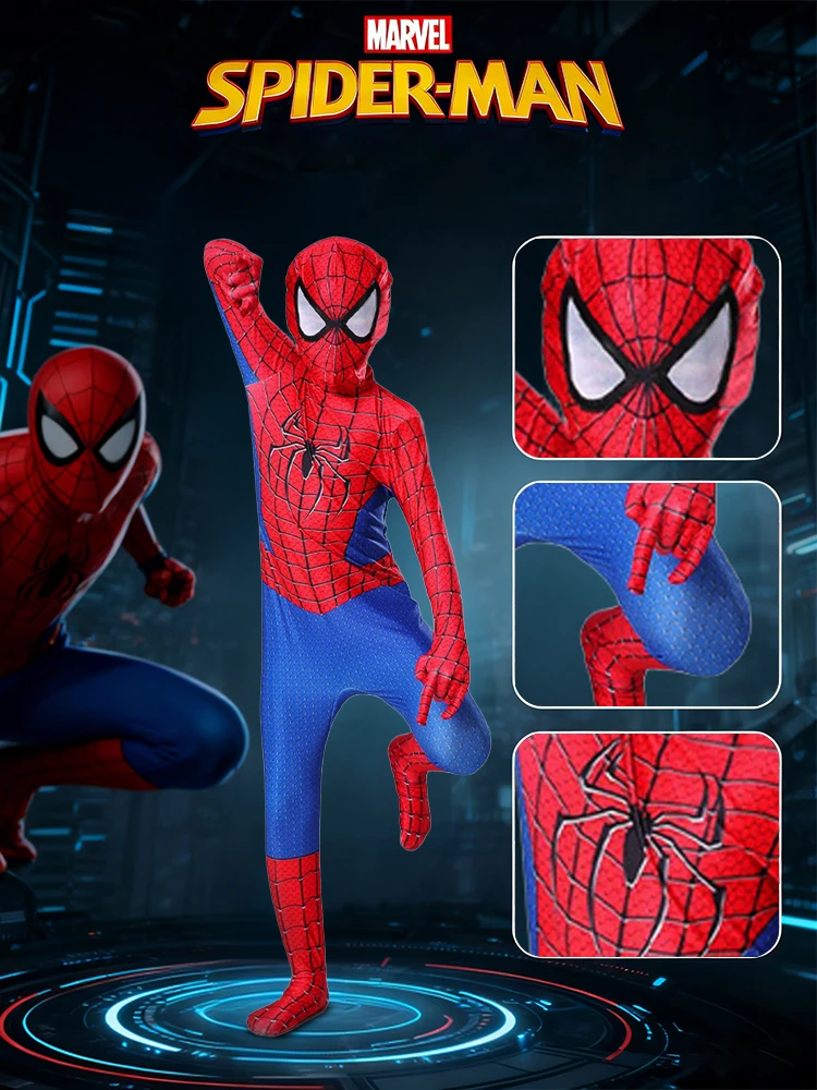 Spiderman Style Zentai Suit Seamless Full Body Cosplay Mask Muscle Definition for Dynamic Convention Poses and Halloween Party