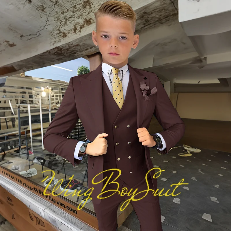 Boys Suits Pants Vest Jacket 3 Piece Set Lapel Blazer Wedding Tuxedo for Kids 2-16 Years Custom Color Clothes