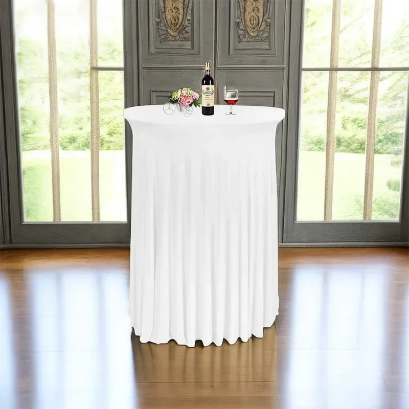 5pcs white cocktail bar tablecloth  Minimally designed circular sun skirt table cover banquet hotel party event decoration