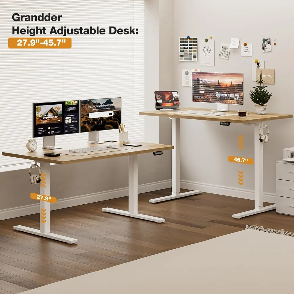 مكتب كهربائي كبير قابل لضبط الارتفاع مع إعدادين مسبقين للذاكرة، سطح مكتب عميق 55 × 32 لمحطات العمل في الحامل #3