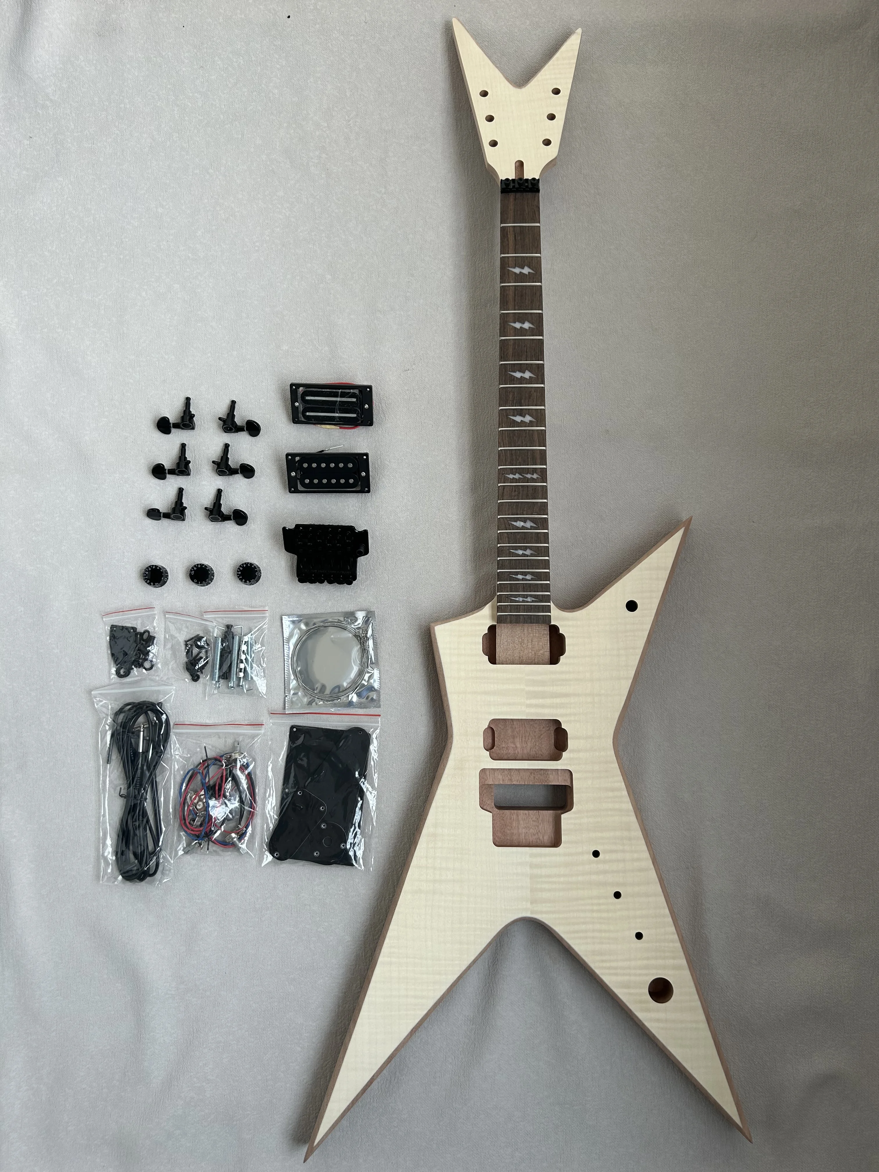 Kit de guitarra eléctrica DIY estilo Dimebag Stealth, cuerpo de caoba, diapasón de palisandro
