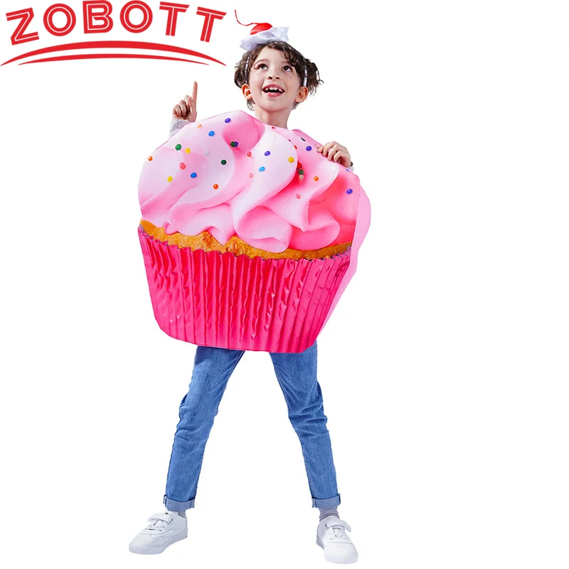 Kid's Cupcake Confetti Costume Girls Sugar Sweet Pink Cake Dress Up Women Halloween Costume For Kids Purim Carnival Outfit