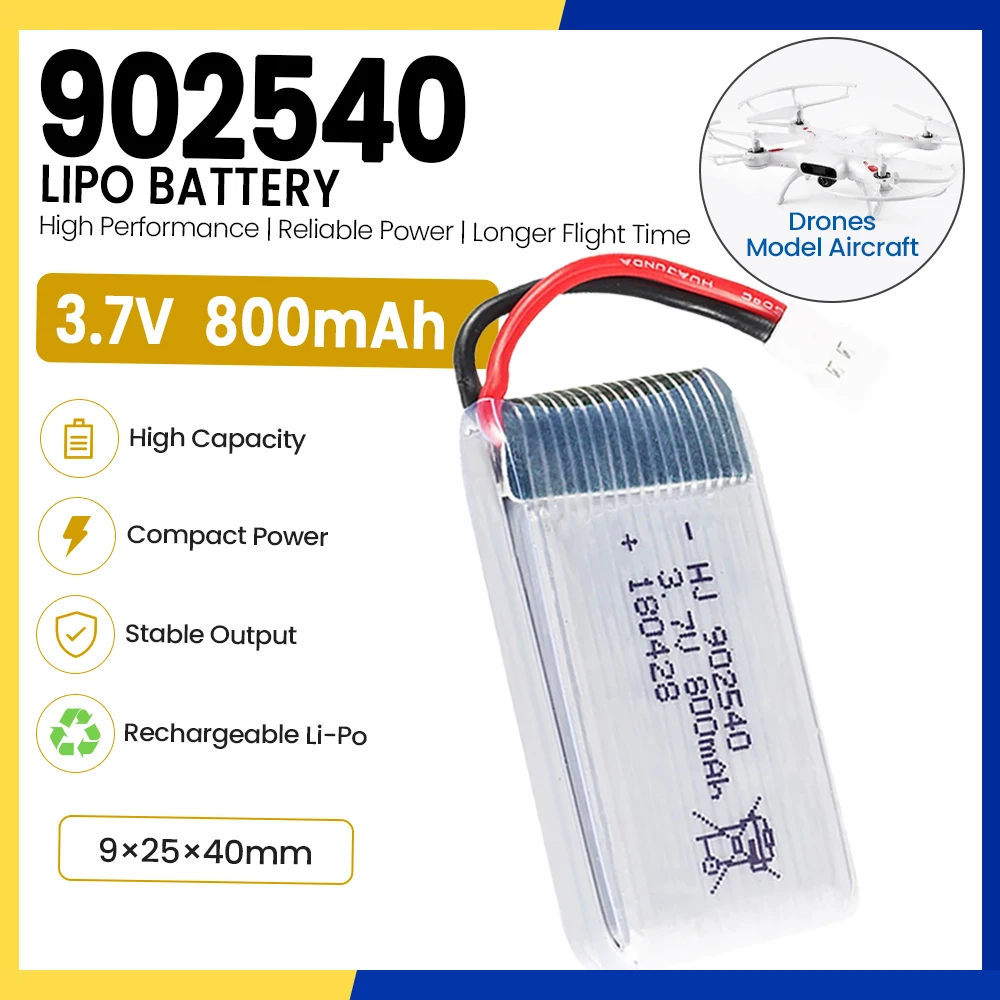 3.7V 800mAh Lithium Polymer Battery for SYMA X5C X5SC X5SW X5HW CX-30 Drone High Capacity Lightweight Rechargeable Bateria Cell