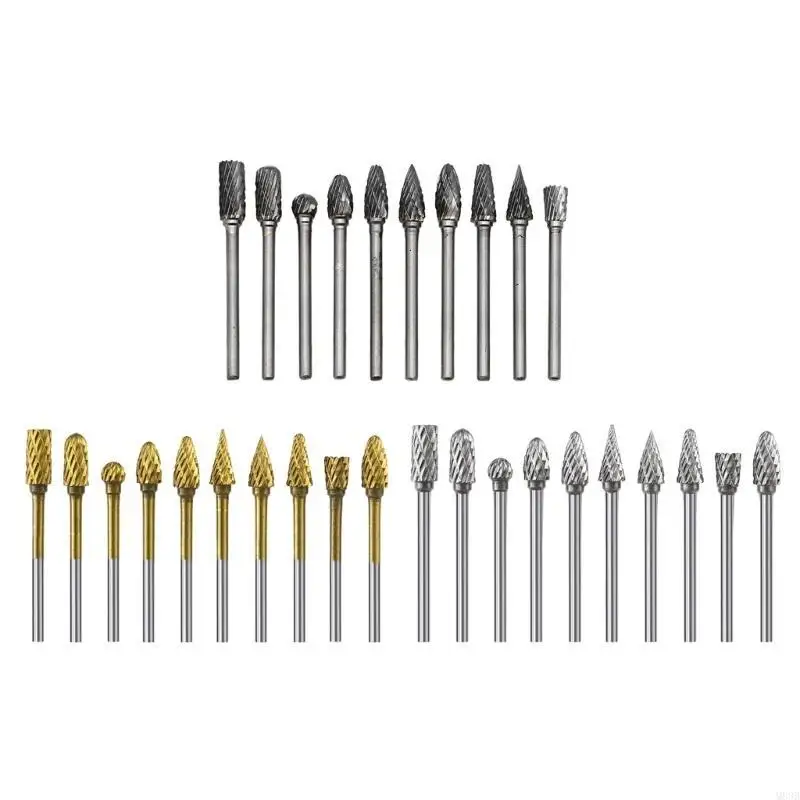 

10Pcs Alloy Steel Rotary Files Burr 1/8" Shank Grinding Head for DIY Carving M89B
