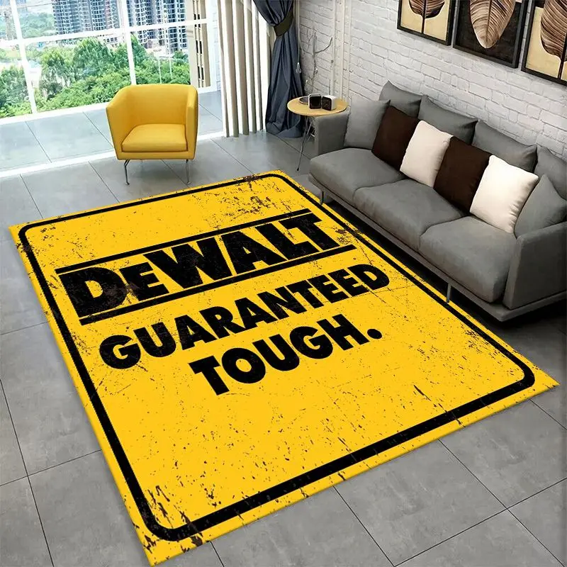 Retro D-DEWALT Electric Tools Logo Non-Slip Area Rug for Living Room,Bedroom,Playroom,Soft Carpet Floor Mat Home Decor Rug