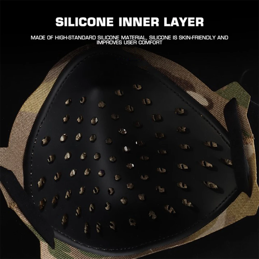 Imagem -03 - Meia Máscara de Tiro de Airsoft Máscaras de Combate Tático com Filtro de Máscara Máscara Elástica Macia e Respirável Que se Adapta ao Nariz Equipamento de Caça