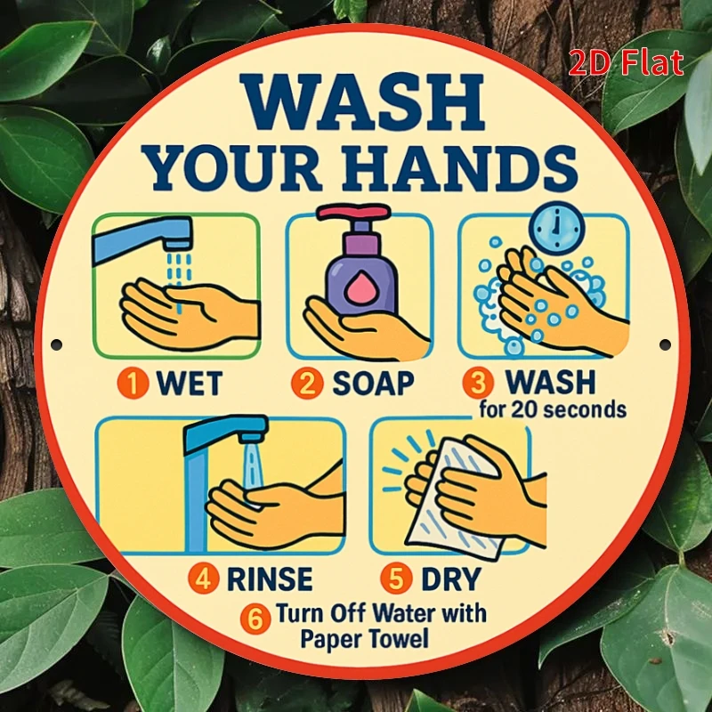 CIFBUY Modern Hygiene Aluminum Wall Art Waterproof Wear Resistant Wash Hands Sign Bathroom Kitchen Home Office Restroom Decor