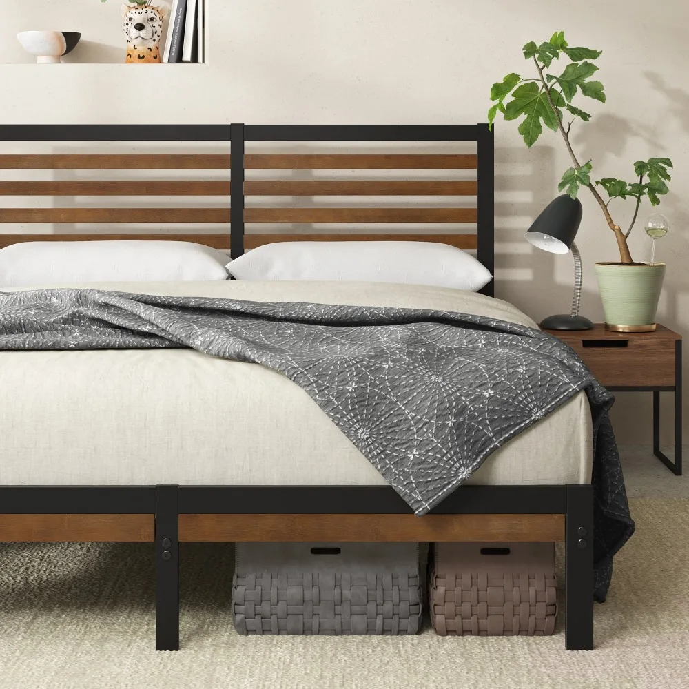 35 "kai bambu e metal plataforma cama frame, queen size