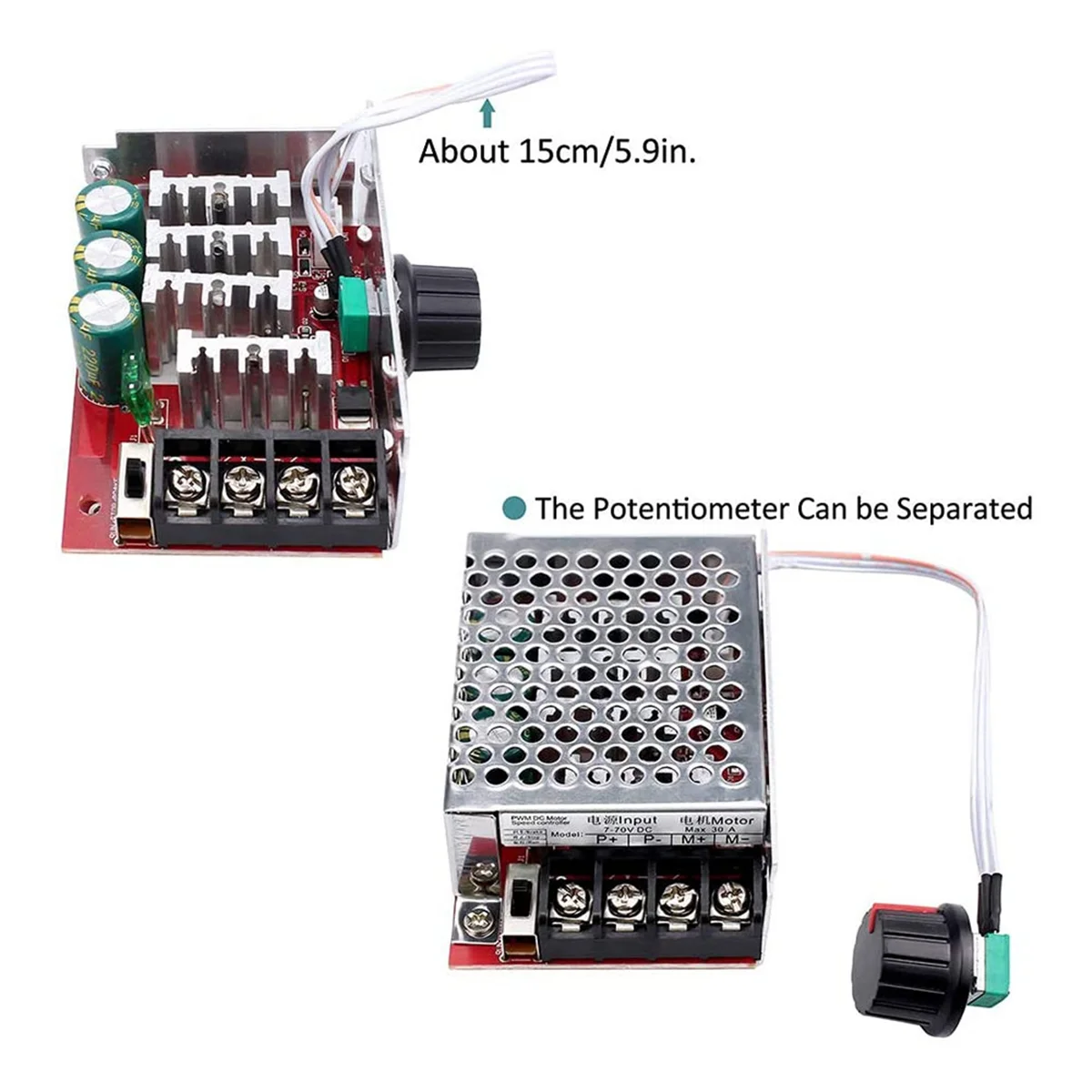 A56XQ 7-70V 30A PWM คอนโทรลเลอร์ DC มอเตอร์ควบคุมความเร็วสวิทช์ควบคุม 12V 24V 36V 48V พร้อมฟิวส์ 30 แอมป์
