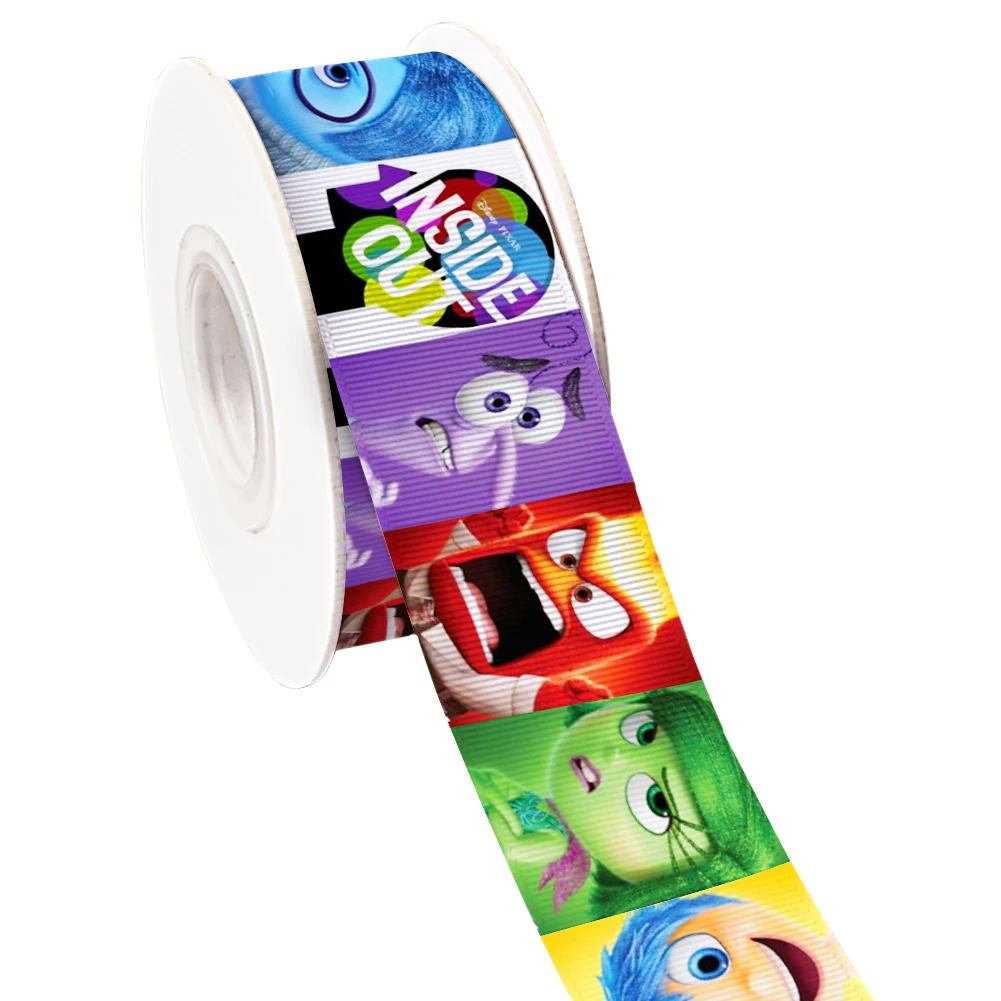 Disney Inside Out Printed Grosgrain Ribbon for Cheer Bows DIY Girl Gift Wrap 10yards Satin Ribbon