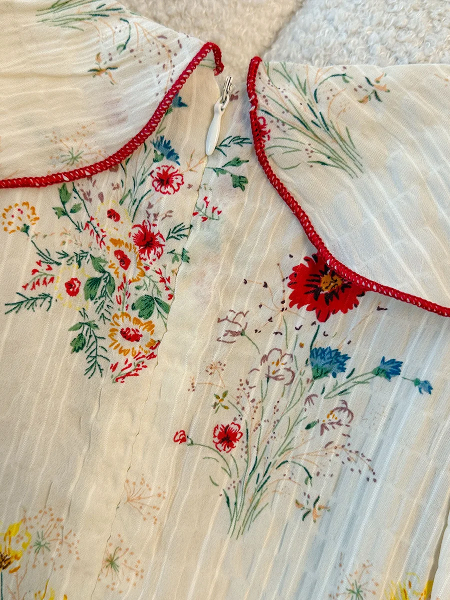 150 kg plus size dames buste 150 zomer losse vakantiestijl bloemen pop kraag taille jurk 5XL 6XL 7XL 8XL 9XL