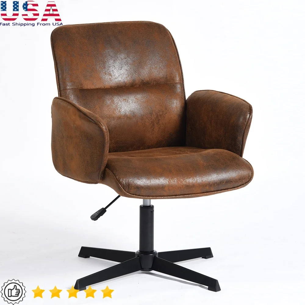 

Versatile Swivel Height Adjustable Office Chair with Suede Upholstery Criss-Cross Base Comfortable Armchair Home and Vanity Use
