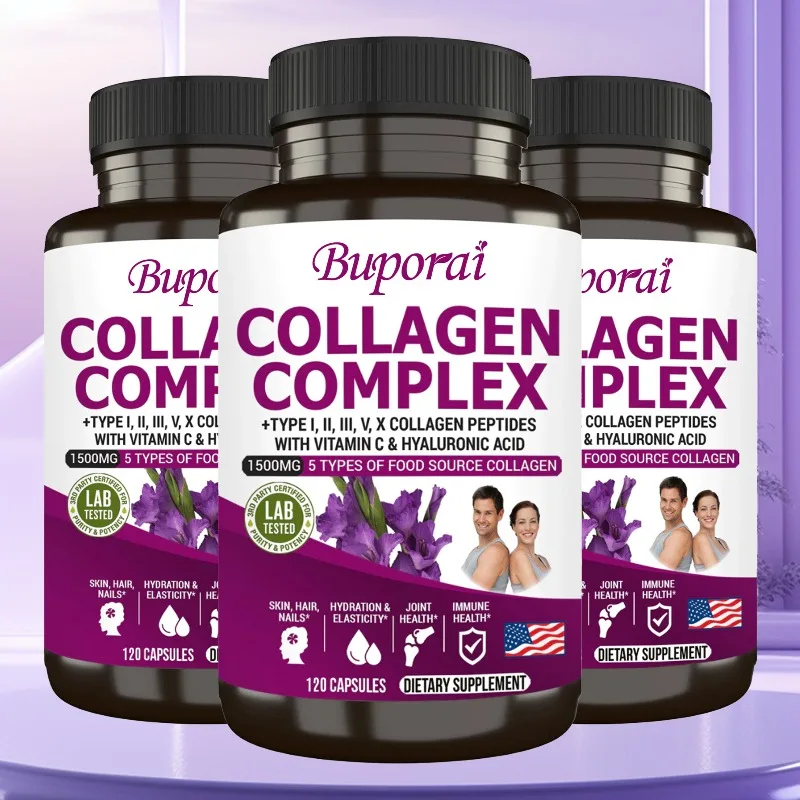 

Complex Collagen Capsules Brighten Skin Tone and Help Joint, Cartilage and Cardiovascular, Skin, Hair, Nails & Digestive Health