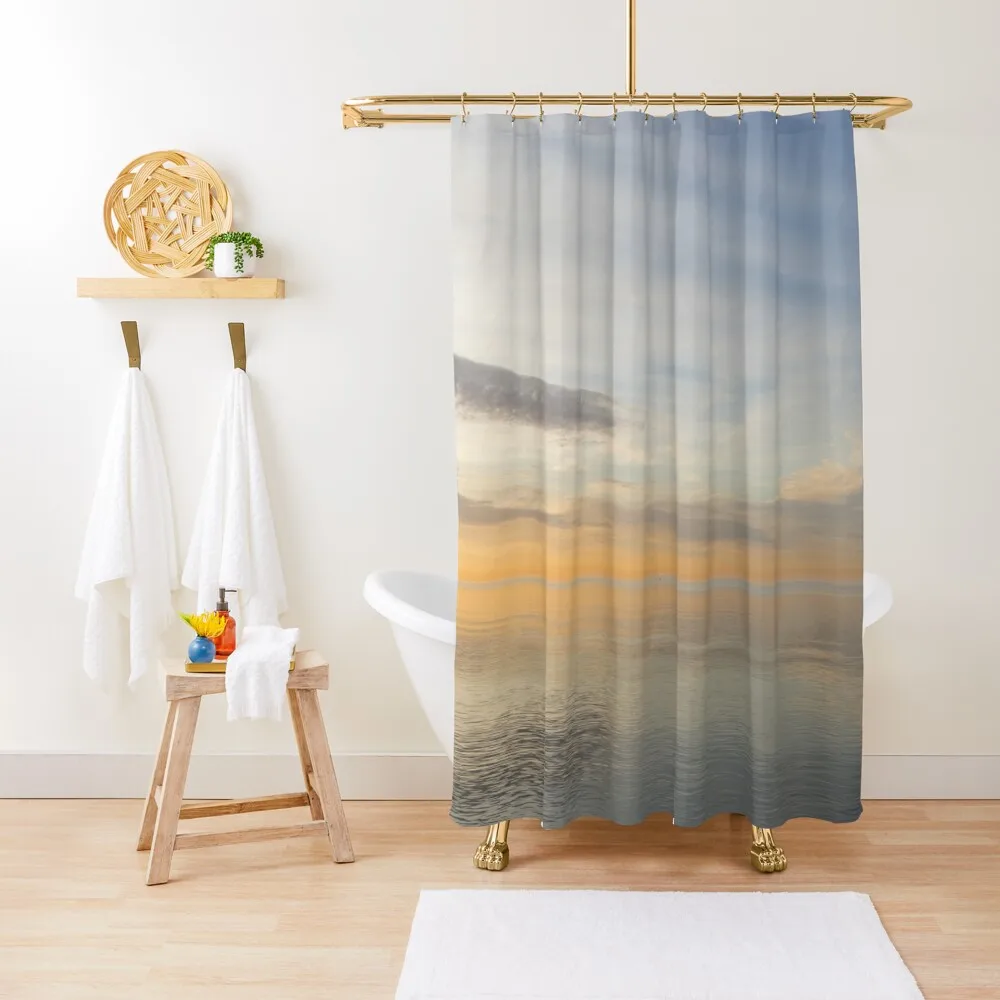 

Peace and Quiet in Soft Yellows Grays and Blues Shower Curtain Waterproof Fabric Bathroom Waterproof Shower Curtain