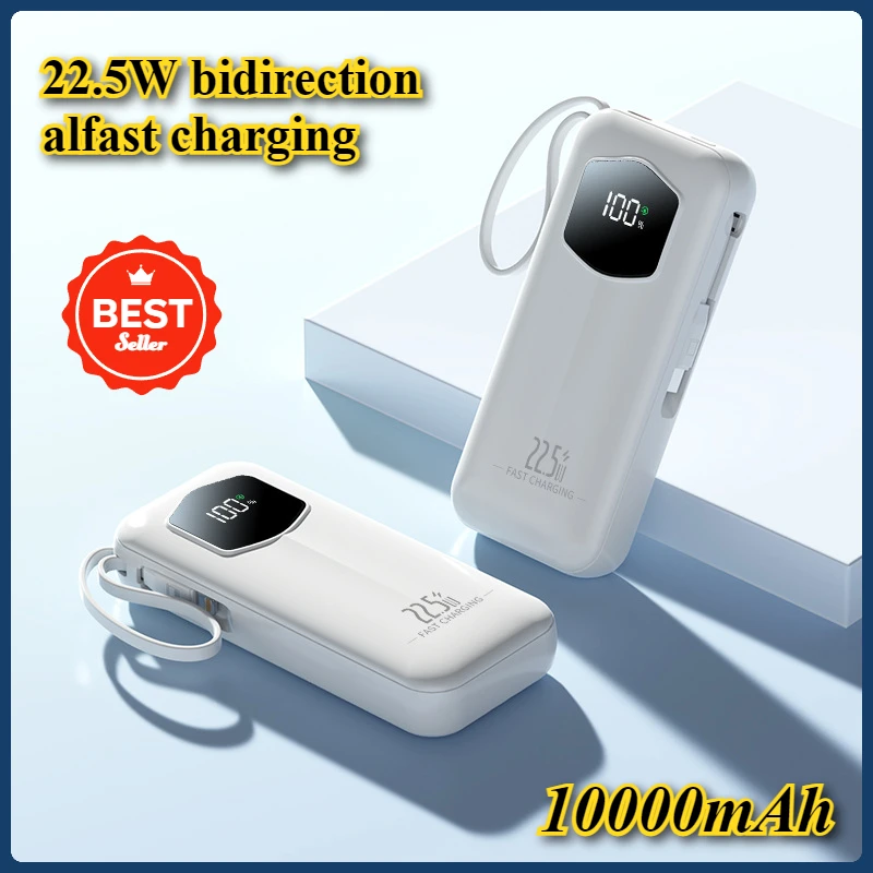 

New Fast Charging Large Capacity Portable Power Bank 10000mAh with Built-in Cable