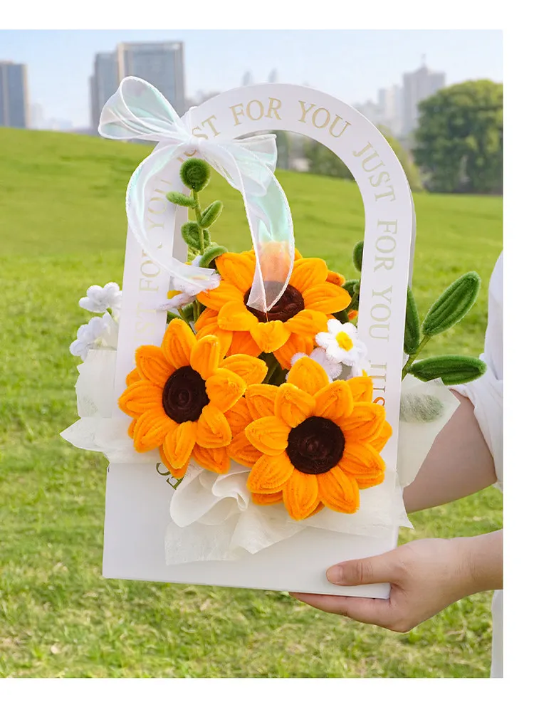 

Sunflower bouquet twist stick handmade DIY material package woven finished product graduation gift