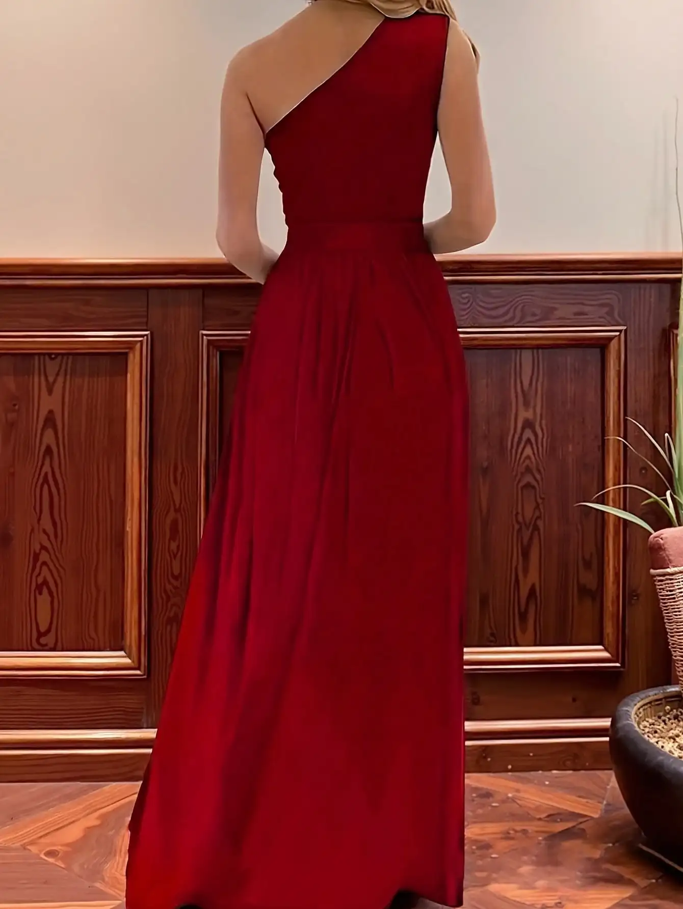 2026 New Fashionable Casual Sexy Off-Shoulder and Off-Waist Pure Color Sexy Slit Dress