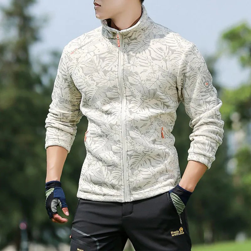 Manteaux polaires pour hommes, automne et hiver, col montant pour l'extérieur, poches imprimées, fermeture éclair, Cardigan épais et chaud, vestes, hauts JJ679