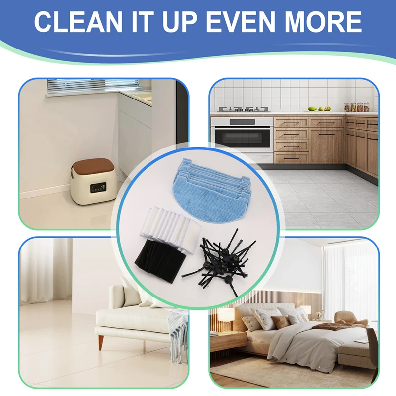 For ILIFE A20 T20s / Polaris PVCR 3600 / G2 0926W / G2 0726W / G2 1226 Parts Accessories Filter Side Brush Mop Cloth