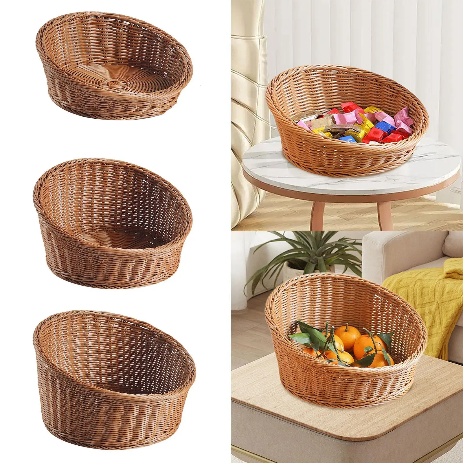 Bread Basket Decorative Imitation Rattan Basket for Desk Dining Room Cafe