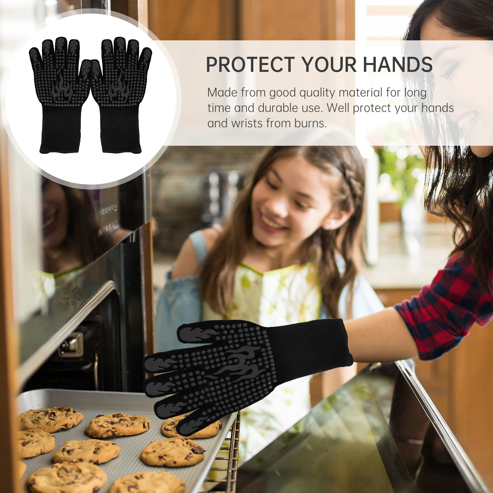 

Insulated Silicone Gloves Oven Bbq Kitchen Cooking Heat Resistant Thicken for Fireproof Grilling Silica Gel Mitts Thermal