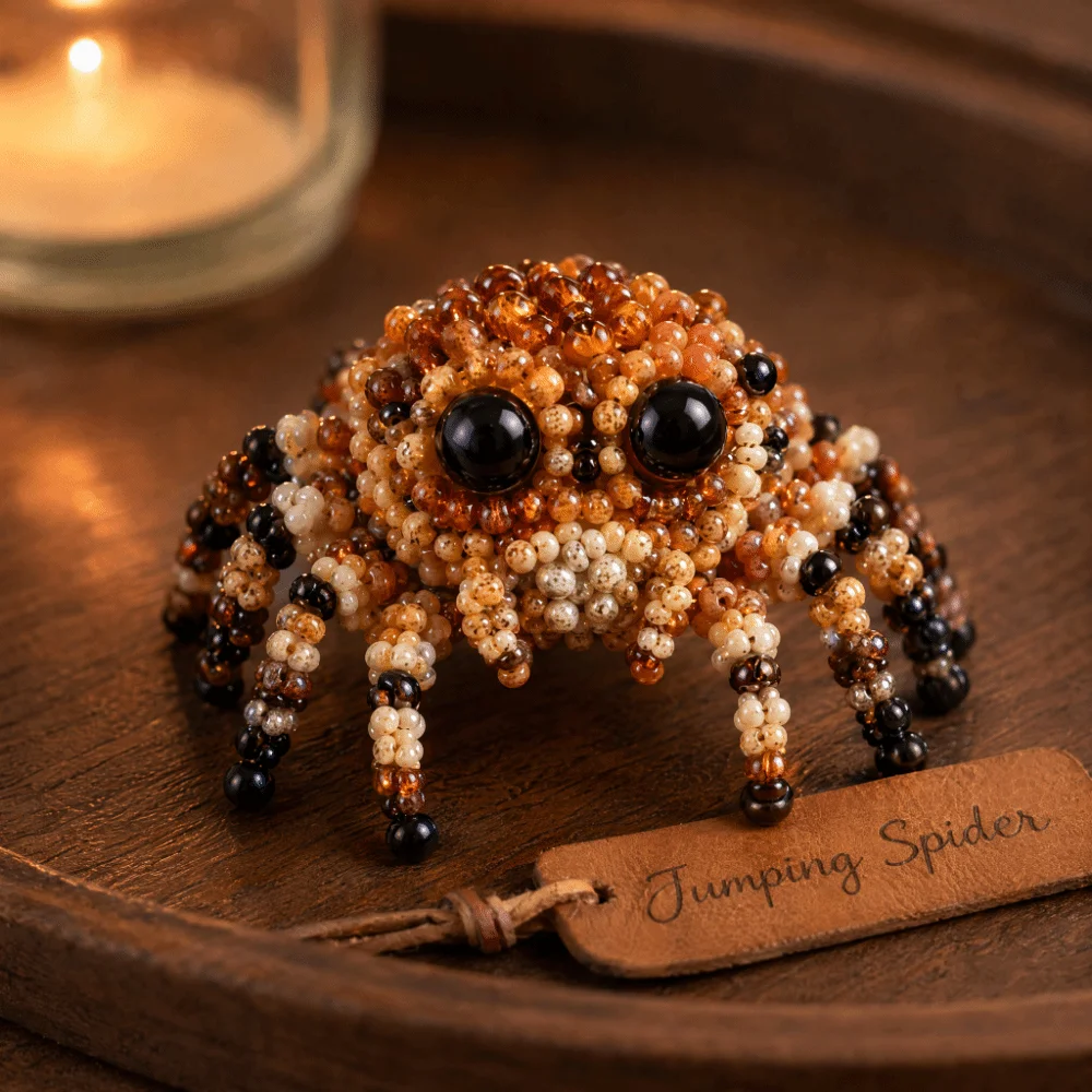 Creative 3D Beaded DIY Craft Kit Elf Spider Handmade Beading Ornament Set Pumpkin Desktop Decorations Beaded Spider Ornament