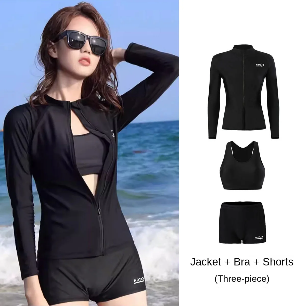 Damen-Badeanzug, Tankini, Strandmode, Damen-Strand-Vertuschung auf dem Meer, Badebekleidung, Anzug, sexy, 4-teilig, langärmelig, Hose, UV-Schutz