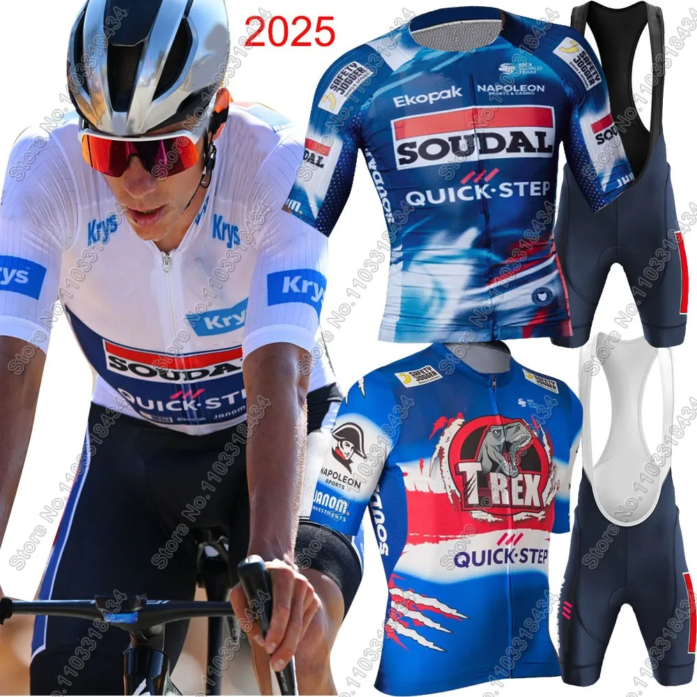 France Tour Soudal Quick Step 2025 Cycling Jersey Set Men Cycling Clothing Road Bike Shirt Suit Bicycle Bib Pants