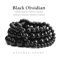 Natural Stone Black Obsidian Bead 4-18mm Polished Round Loose Spacer Bead For Jewelry Making Diy Necklace Bracelet Accessory