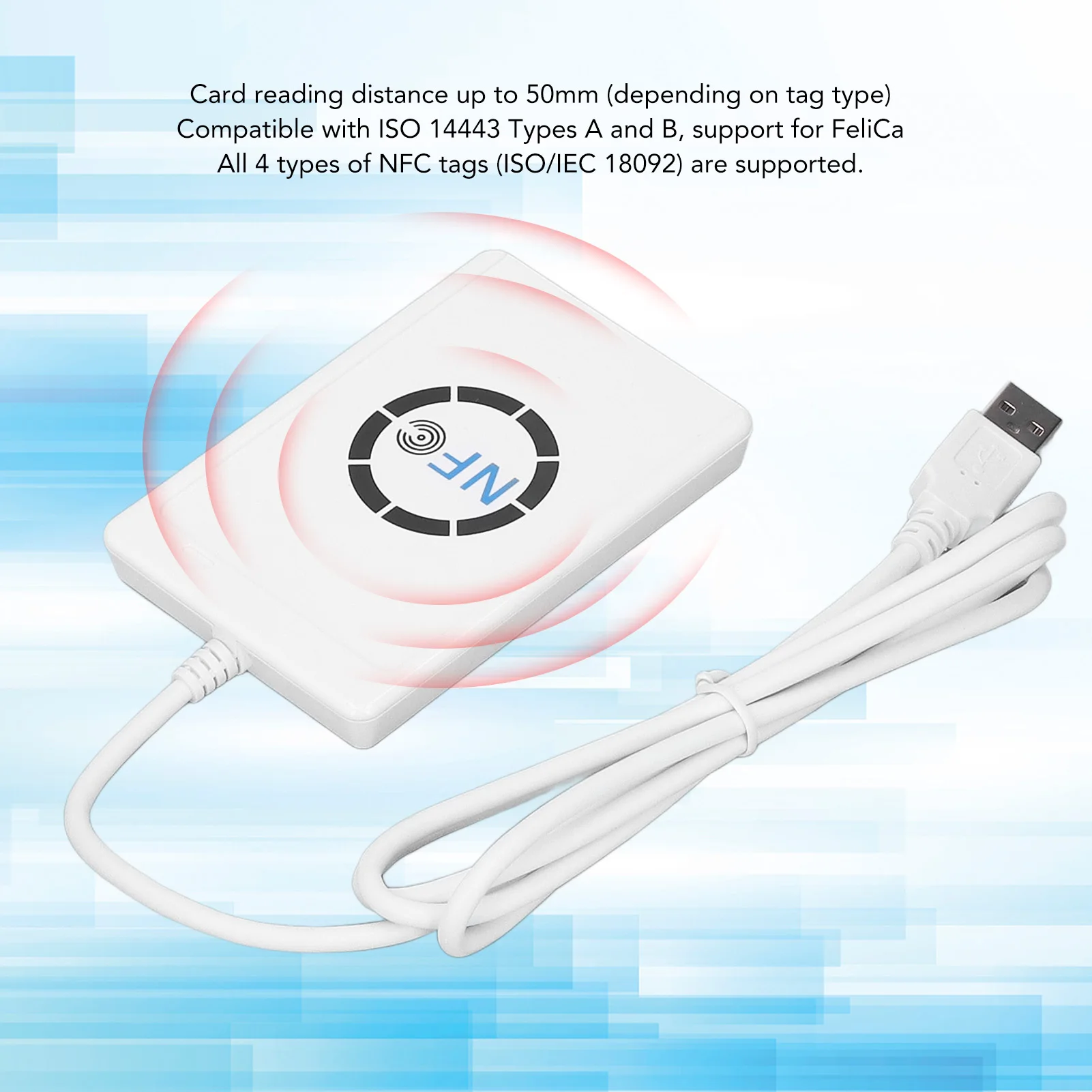 NFC 리더 라이터 USB NFC 스마트 IC 카드 리더 라이터 복사기, 비접촉식 복사기, FeliCa용 NFC 태그, 13.56MHz, 424kbps