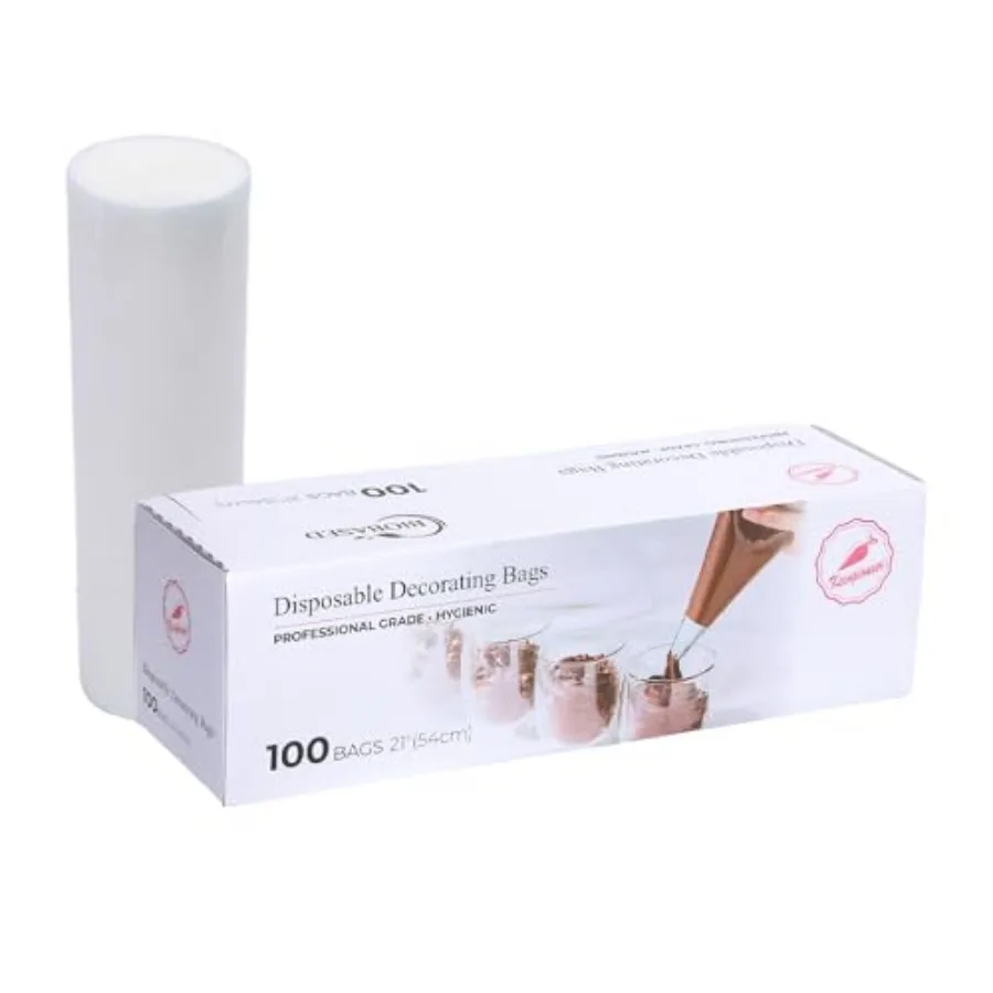 Disposable Piping Bags, Biobased, 2 Inch, Extra Thick Cake Decorating Pastry Bags, Pack of 00 in a Dispenser Box, Clear, Profes