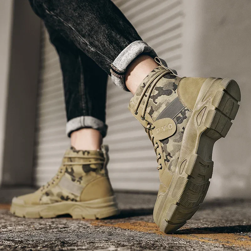 High-Top Boots for Men Autumn Camouflage Desert Casual Flats Mens Boot Breathable Non Slip Work Shoes for Men Zapatillas Hombre view 5