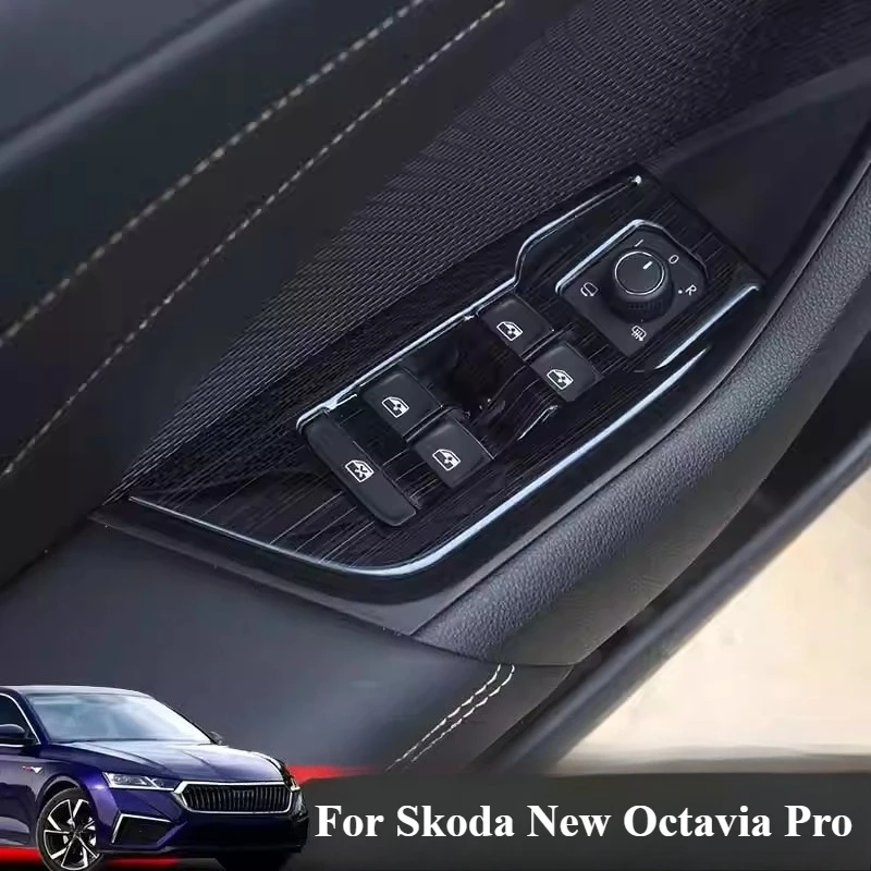 For Skoda New Octavia Pro Window Switch Panel Door Console Panel Frame Interior Refit Decoration Accessories Car Styling view 3