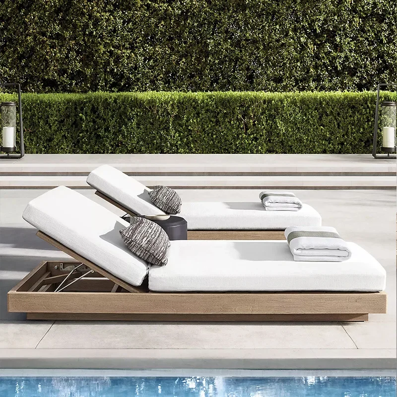 Outdoor teak sofa courtyard waterproof and sunscreen open-air villa solid wood old outdoor garden leisure sofa combination