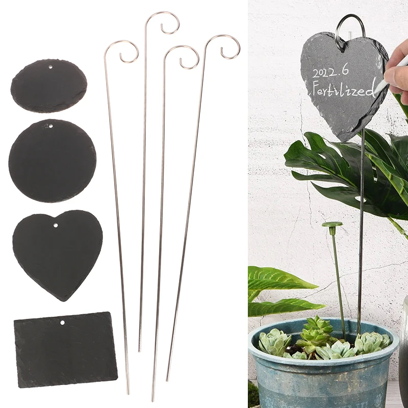 

Garden Markers Signs Labels Plant Tags Weatherproof Reusable Natural Slate Hanging Tags On Metal Rod Garden Labels For Pots