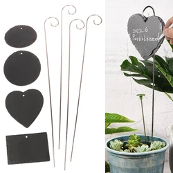 Garden Markers Signs Labels Plant Tags Weatherproof Reusable Natural Slate Hanging Tags On Metal Rod Garden Labels For Pots