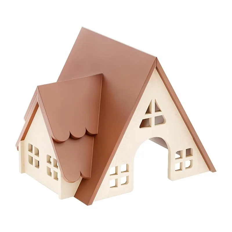 

Hamster Wooden Hideout Country Style Platform Cage Decor Small Animal Toy for Guinea Pig Habitat Playground House Indoor Use