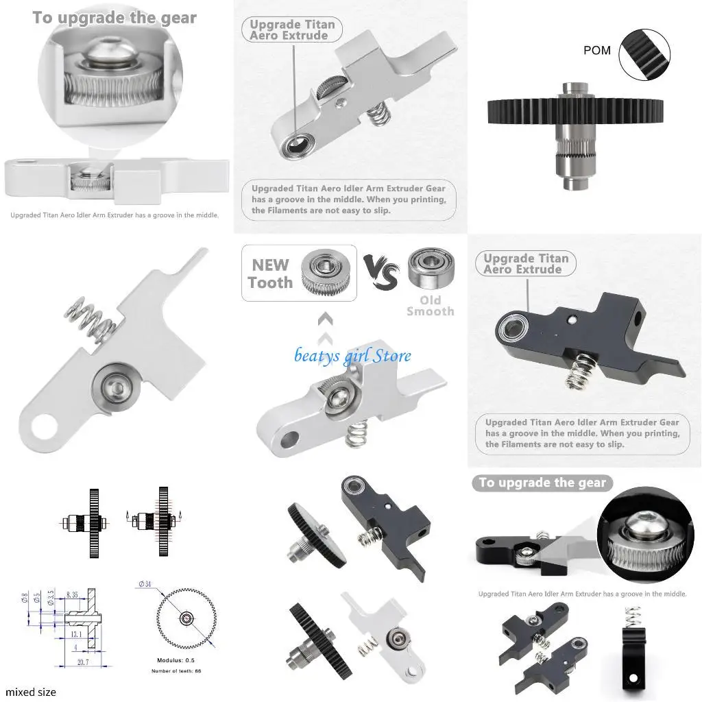 

Metal Metal Metal Extruder Gear Arm с 66teeth 1,75 мм для принтера Prusai3