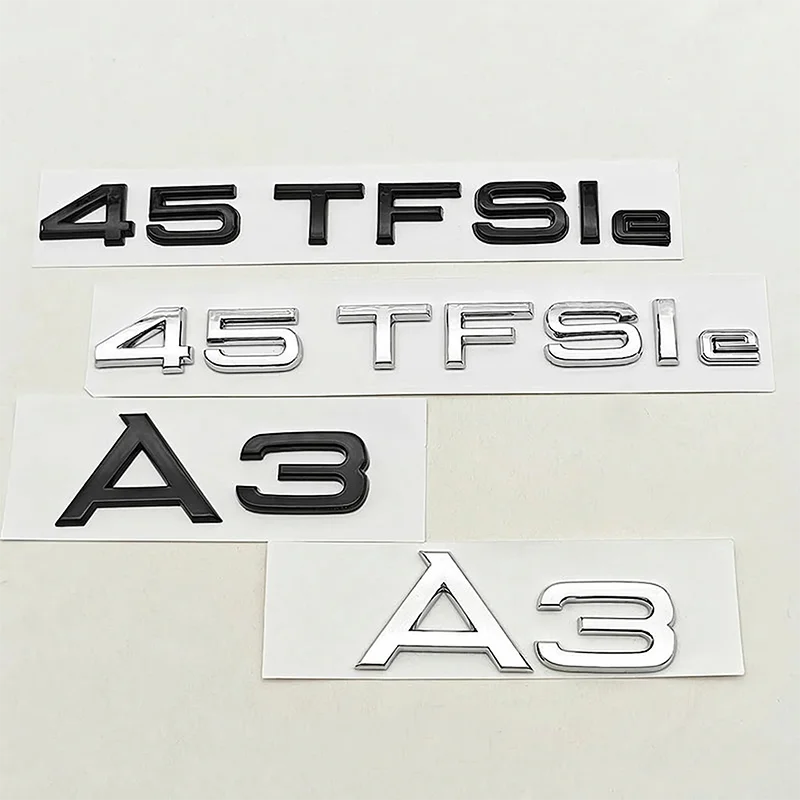 3D ABS Car Trunk Letters Badge 45 TFSIe A3 Emblem Logo Decal For Audi A3 PHEV Gloss Black Silver Auto Replacement