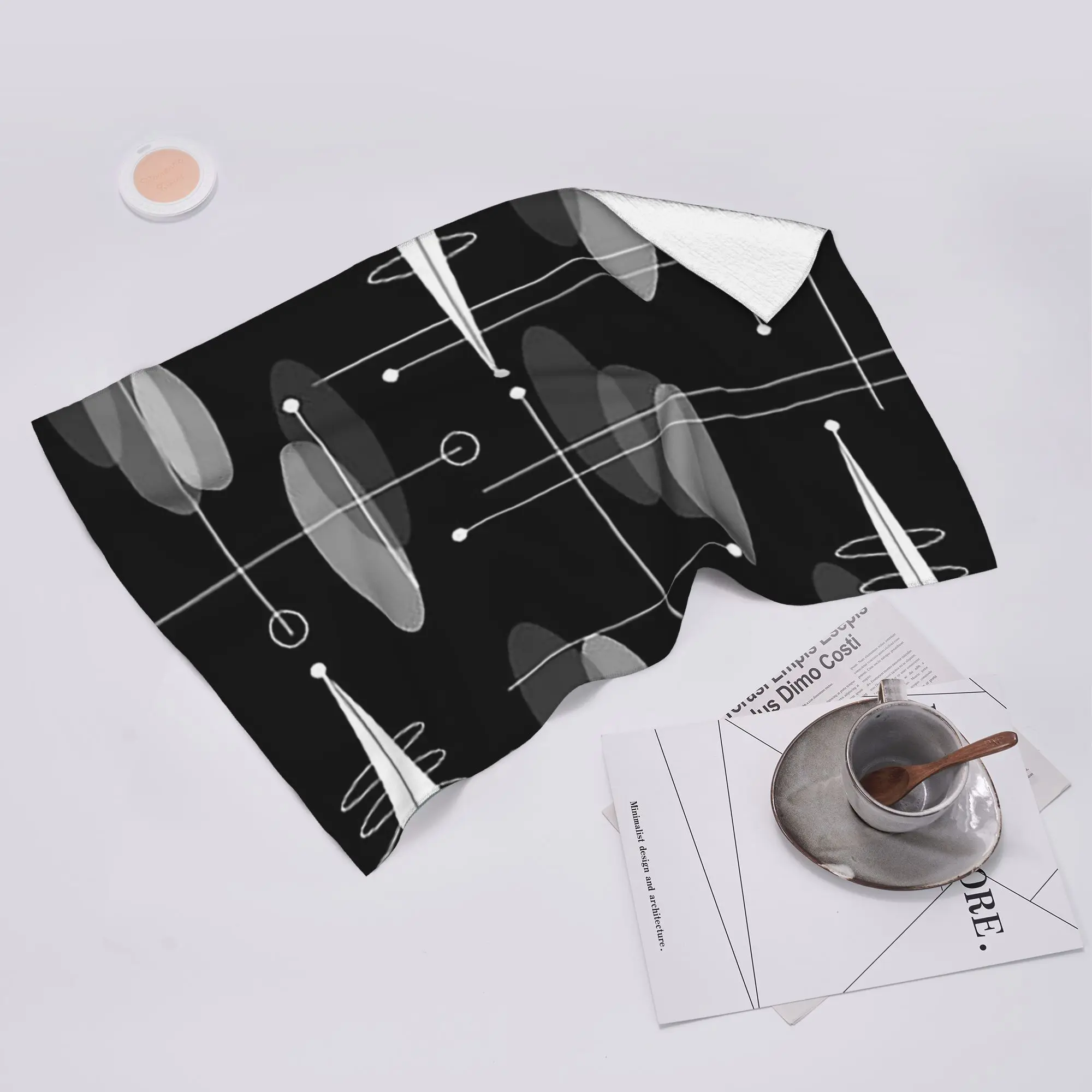 Custom Mid-Century Atomic Space Age Soft Face Towel Quick Dry Pool Bath Cotton Towels Absorbent Quick