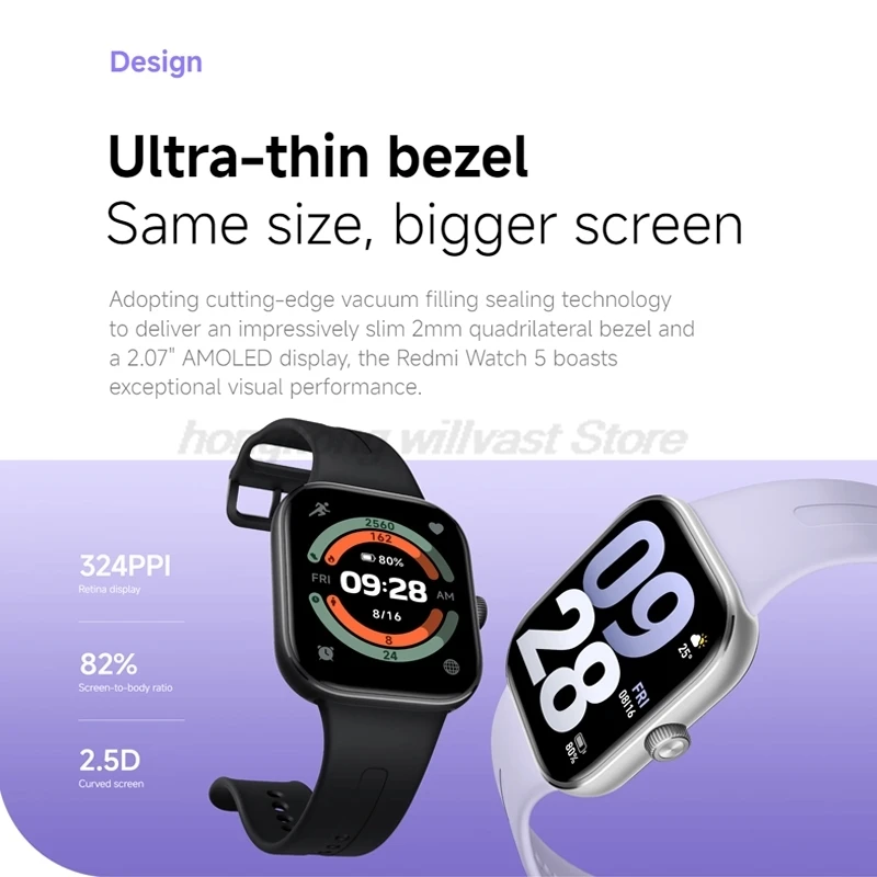 Xiaomi Redmi Watch 5 Global Version 2.07" 60Hz AMOLED Screen Built-in GNSS Bluetooth Call 150+ Sports Modes 24 Days Battery Life image 3